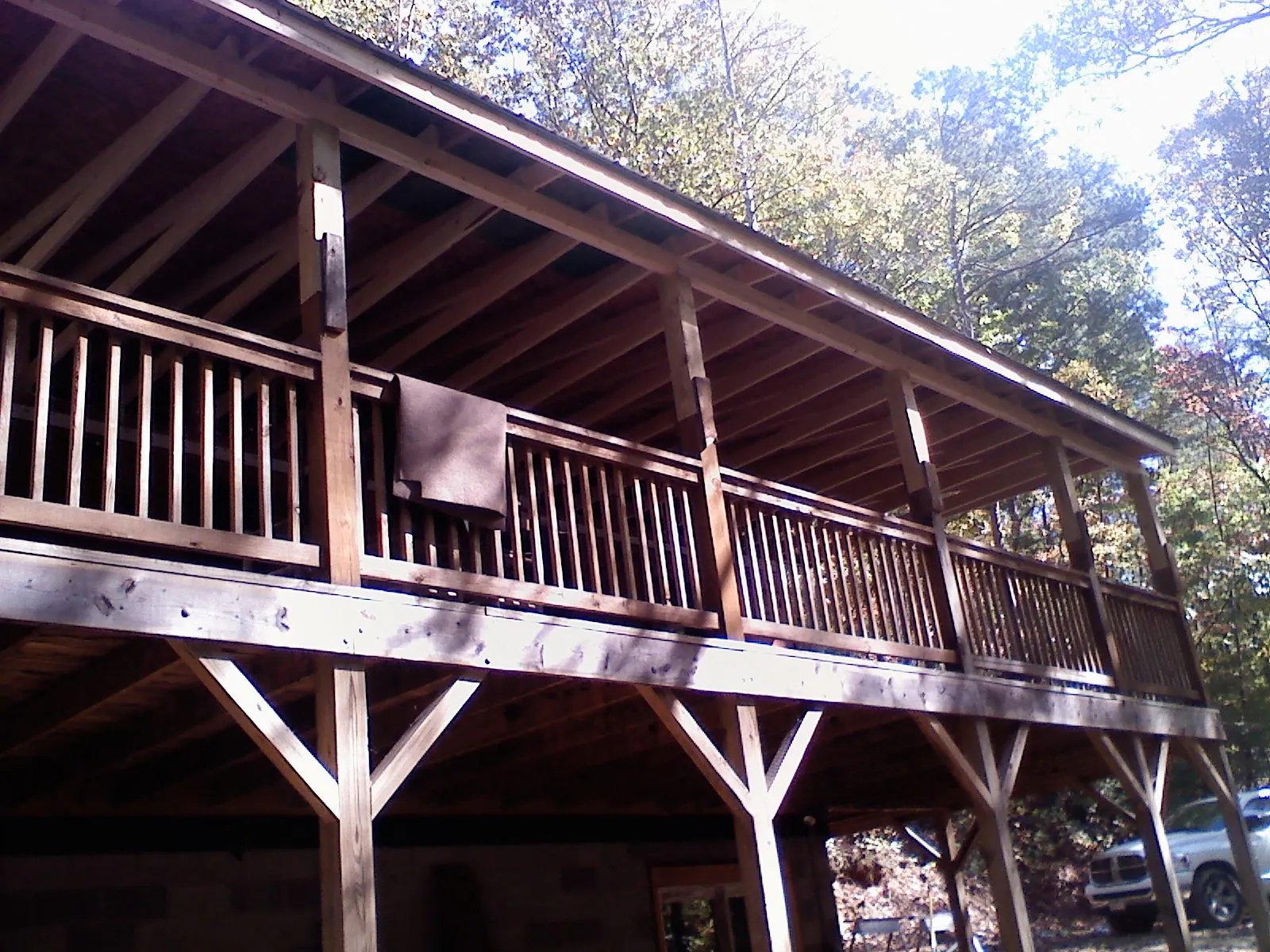 Timber framing under a new elevated porch and deck — Roof Leak Repair in Manheim by Roofing Brothers